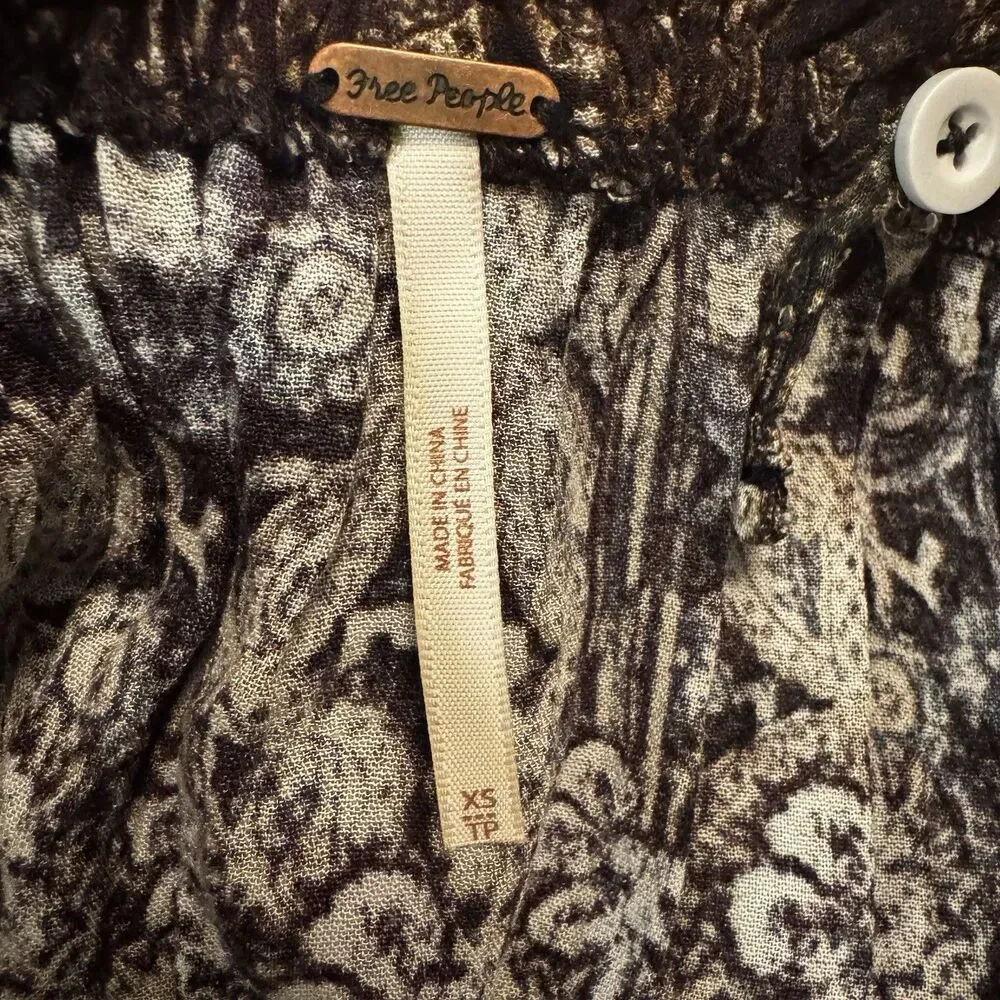 Free People Womens So Divine Romper Off the Shoulder Paisley Smocked XS